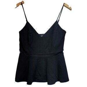 Lulus Womens  Peplum Sleeveless Top Large Black Going Out Shirt